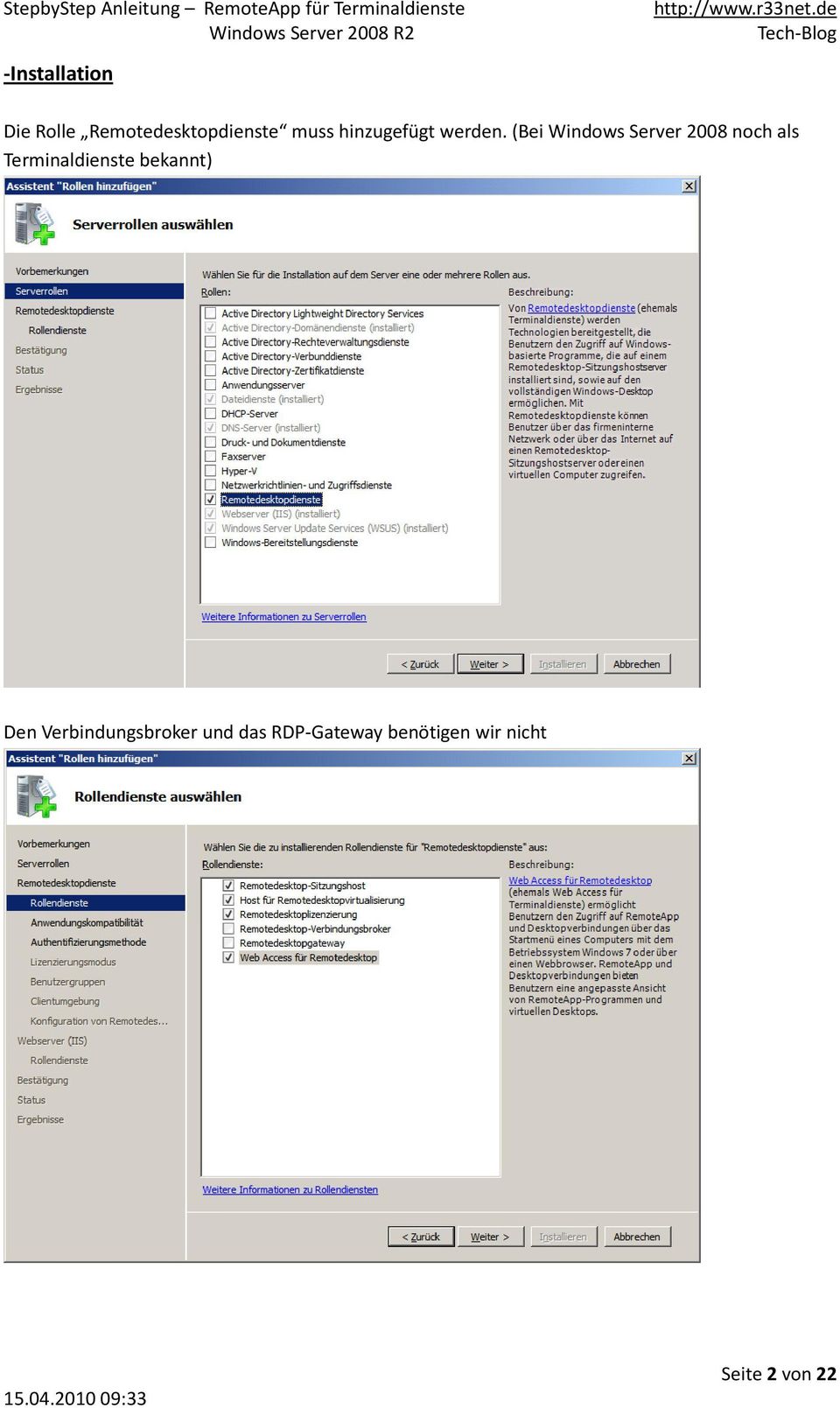 (Bei Windows Server 2008 noch als Terminaldienste