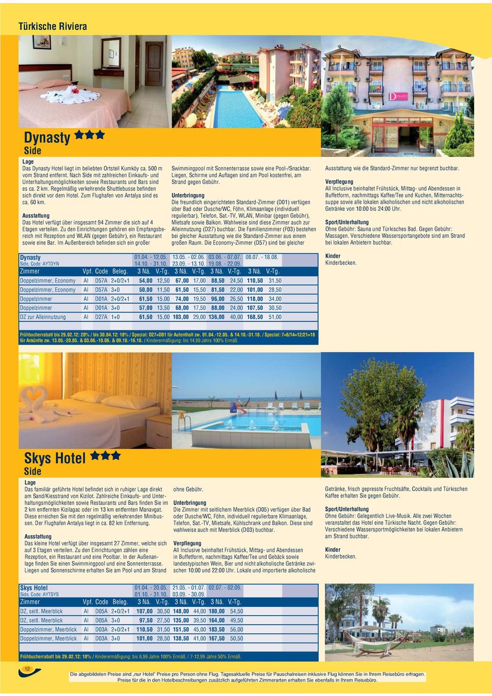 Zum Flughafen von Antalya sind es ca. 60 km. Das Hotel verfügt über insgesamt 94 Zimmer die sich auf 4 Etagen verteilen.