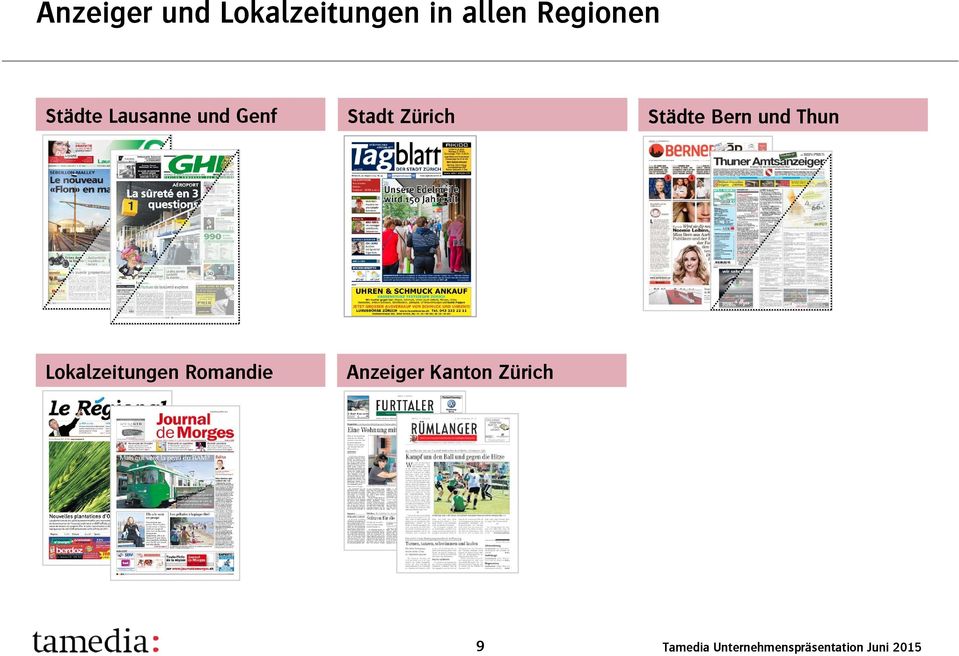 Bern und Thun Lokalzeitungen Romandie Anzeiger