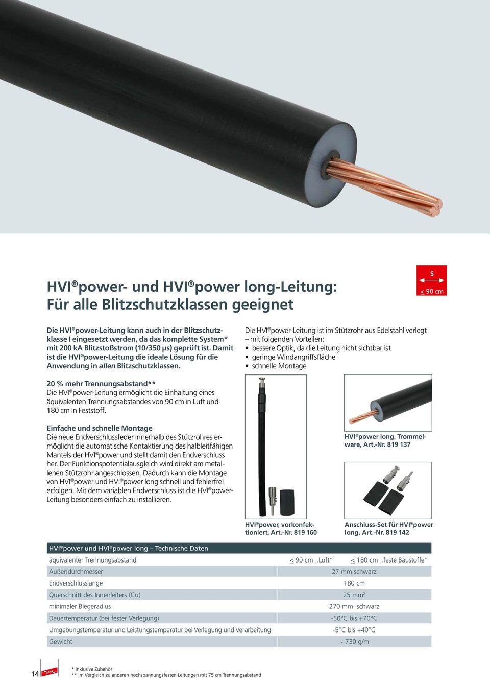 Die HVI power-leitung ist im Stützrohr aus Edelstahl verlegt mit folgenden Vorteilen: bessere Optik, da die Leitung nicht sichtbar ist geringe Windangriffsfläche schnelle Montage 20 % mehr