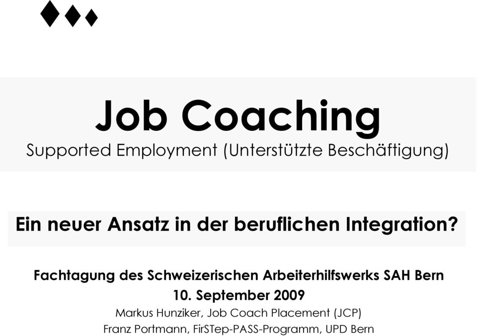 Fachtagung des Schweizerischen Arbeiterhilfswerks SAH Bern 10.
