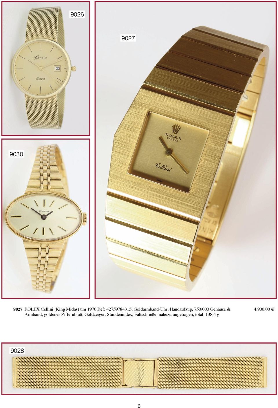 Armband, goldenes Ziffernblatt, Goldzeiger, Stundenindex,