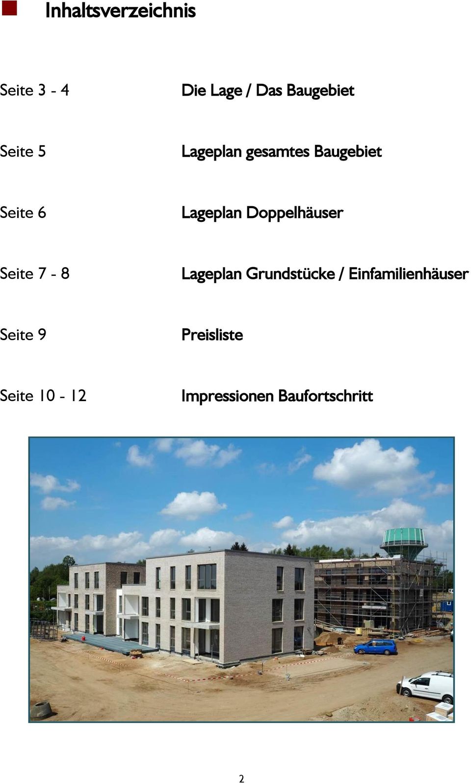 Doppelhäuser Seite 7-8 Lageplan Grundstücke /