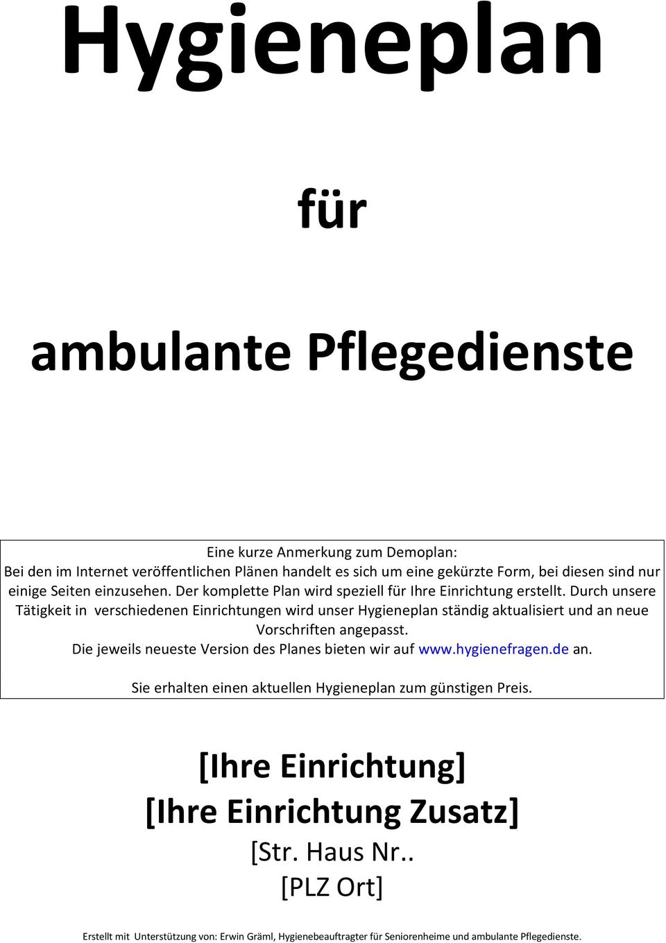 Hygieneplan Fur Ambulante Pflegedienste Pdf Free Download