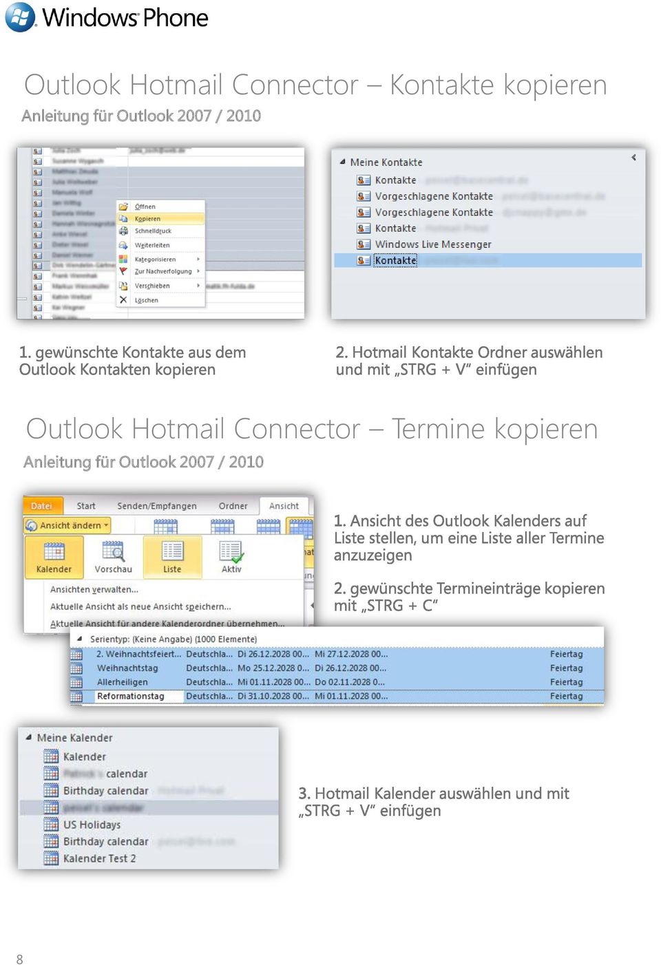 2010 Outlook Hotmail Connector Termine