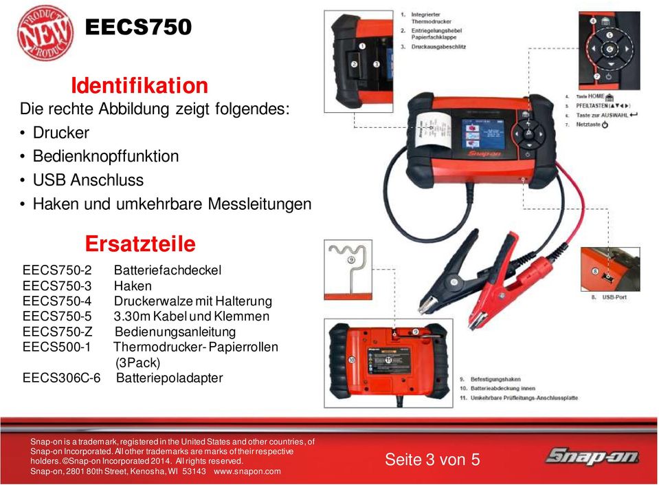 30m Kabel und Klemmen EECS750-Z Bedienungsanleitung EECS500-1 Thermodrucker- Papierrollen (3Pack) EECS306C-6