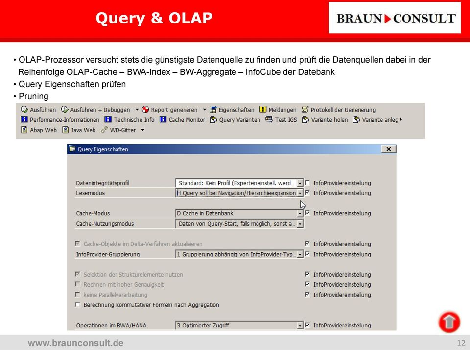 Datenquellen dabei in der Reihenfolge OLAP-Cache