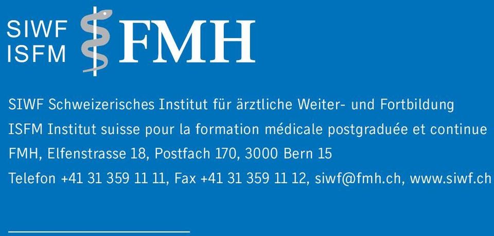 Elfenstrasse 18, Postfach 170, 3000 Bern 15 Telefon +41 31 359 11 11, Fax +41