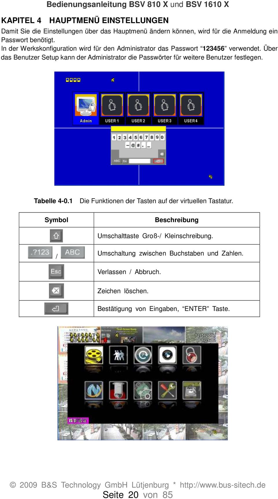 Über das Benutzer Setup kann der Administrator die Passwörter für weitere Benutzer festlegen. Tabelle 4-0.