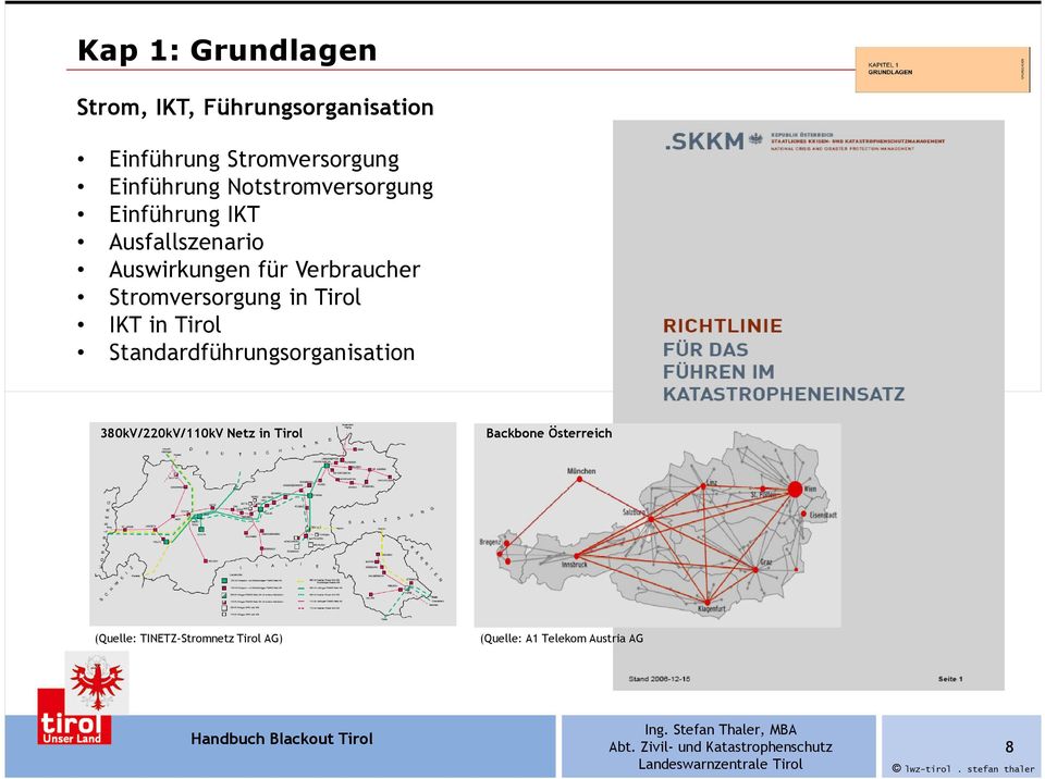 Stromversorgung in Tirol IKT in Tirol Standardführungsorganisation 380kV/220kV/110kV