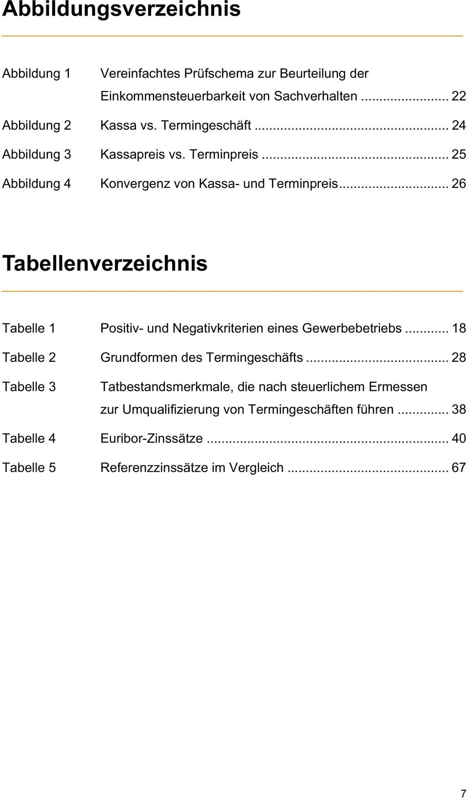 .. 26 Tabellenverzeichnis Tabelle 1 Positiv- und Negativkriterien eines Gewerbebetriebs... 18 Tabelle 2 Grundformen des Termingeschäfts.