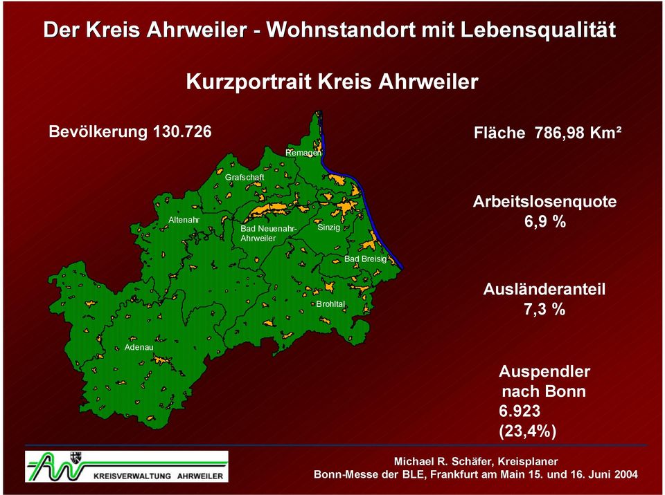 Neuenahr- Ahrweiler Sinzig Arbeitslosenquote 6,9 % Bad