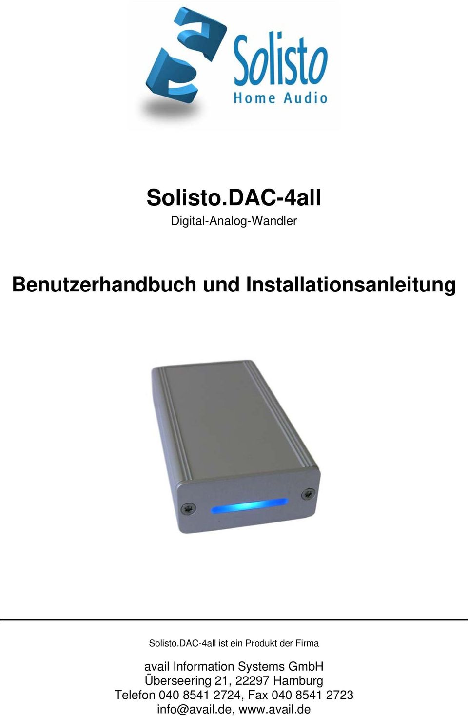 Installationsanleitung DAC-4all ist ein Produkt der Firma avail