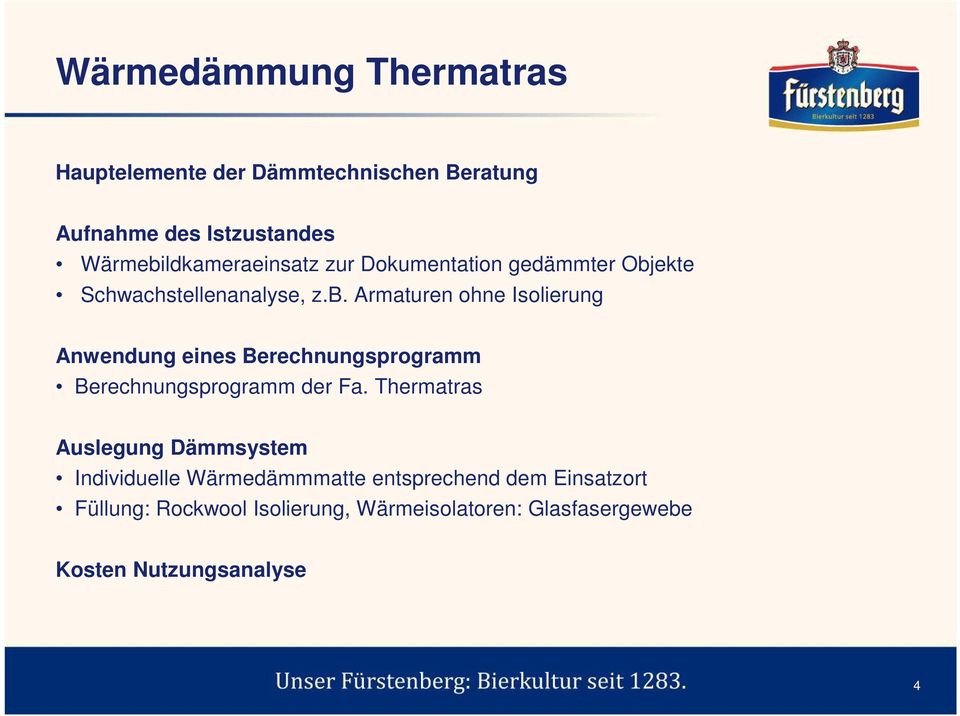 Thermatras Auslegung Dämmsystem Individuelle Wärmedämmmatte entsprechend dem Einsatzort Füllung: Rockwool