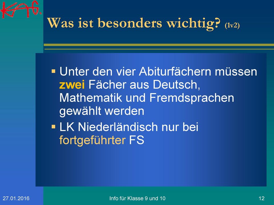 Fächer aus Deutsch, Mathematik und Fremdsprachen