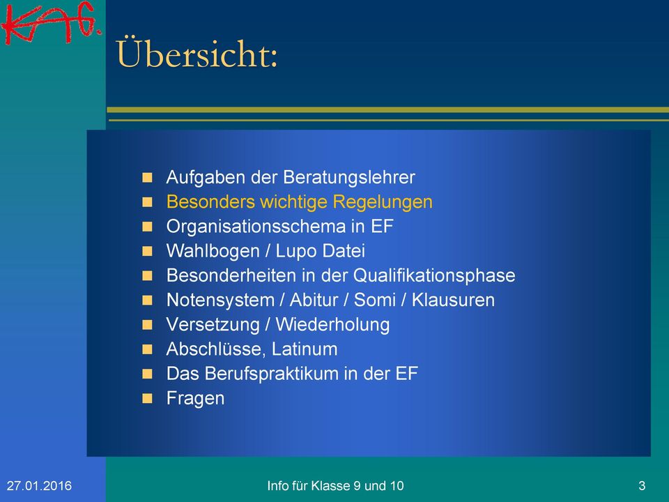 Qualifikationsphase Notensystem / Abitur / Somi / Klausuren Versetzung /