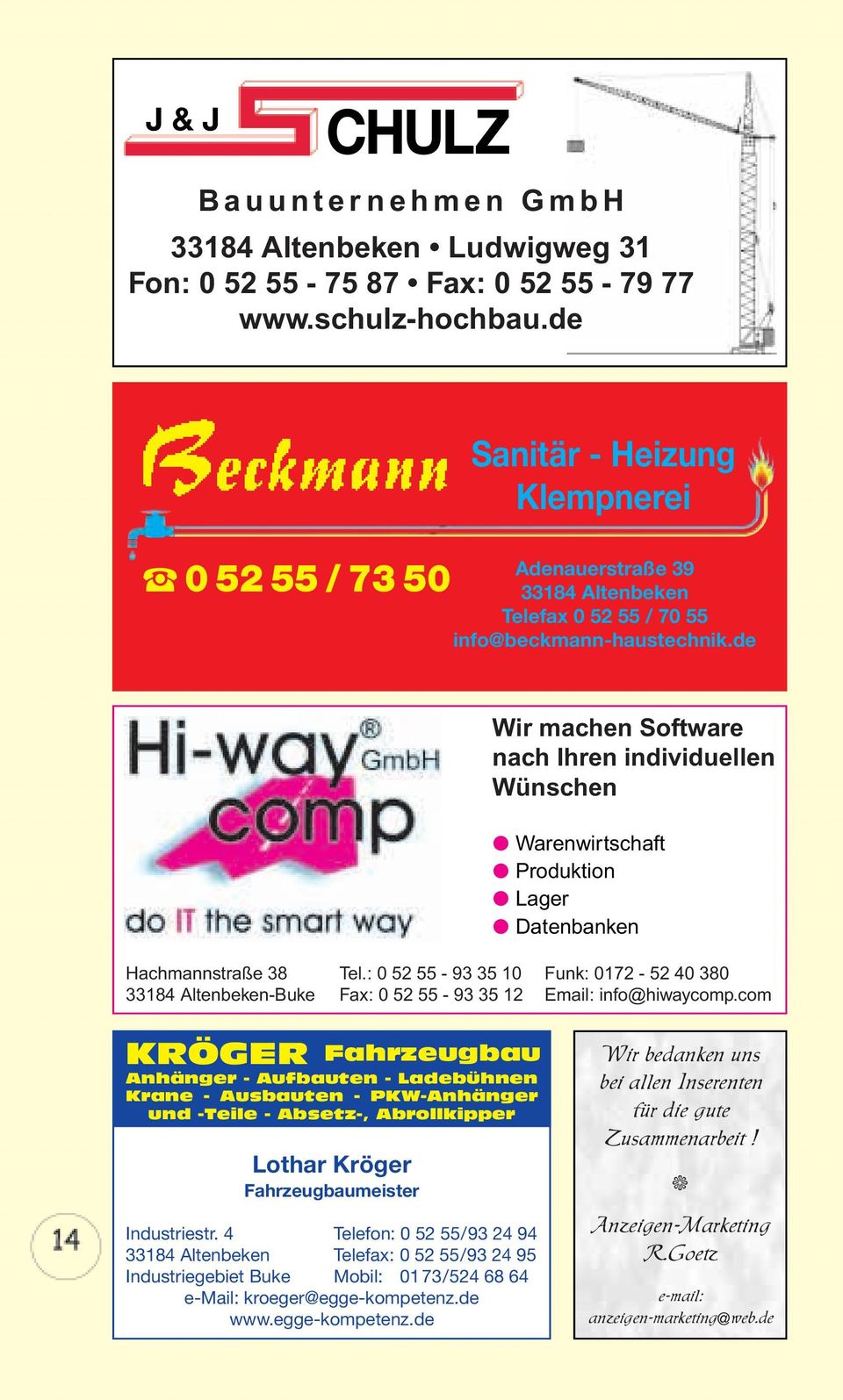 de Wir machen Software nach Ihren individuellen Wünschen Warenwirtschaft Produktion Lager Datenbanken Hachmannstraße 38 Tel.