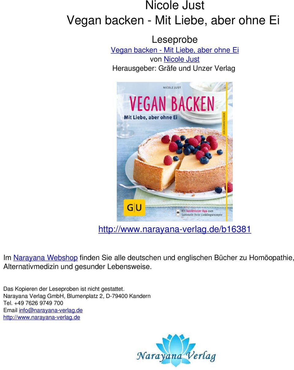 de/b16381 Im Narayana Webshop finden Sie alle deutschen und englischen Bücher zu Homöopathie, Alternativmedizin und gesunder