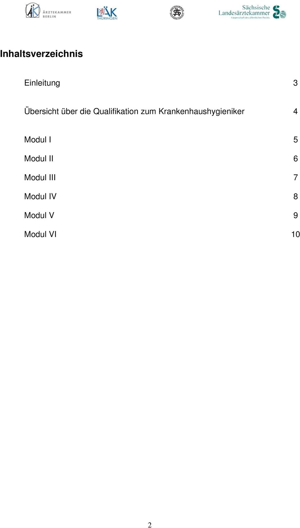 Krankenhaushygieniker 4 Modul I 5 Modul