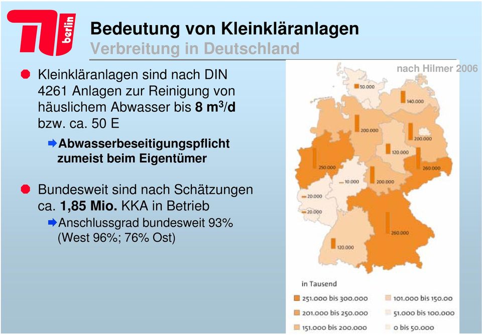 50 E Abwasserbeseitigungspflicht zumeist beim Eigentümer nach Hilmer 2006 Bundesweit