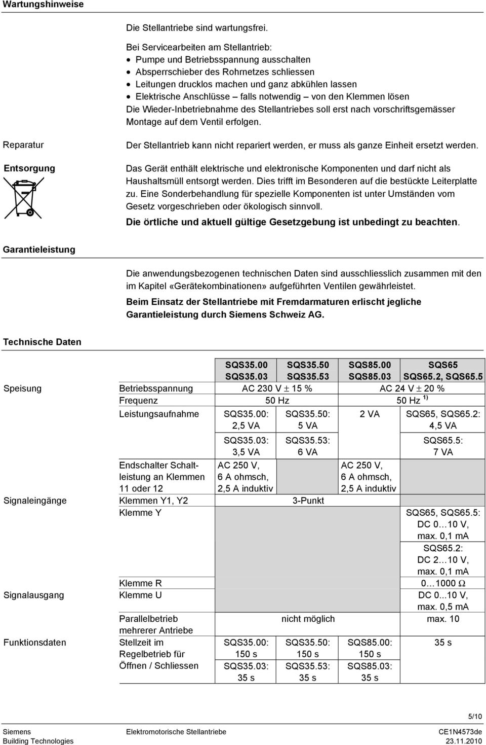 notwendig von den Klemmen lösen Die Wieder-Inbetriebnahme des Stellantriebes soll erst nach vorschriftsgemässer Montage auf dem Ventil erfolgen.