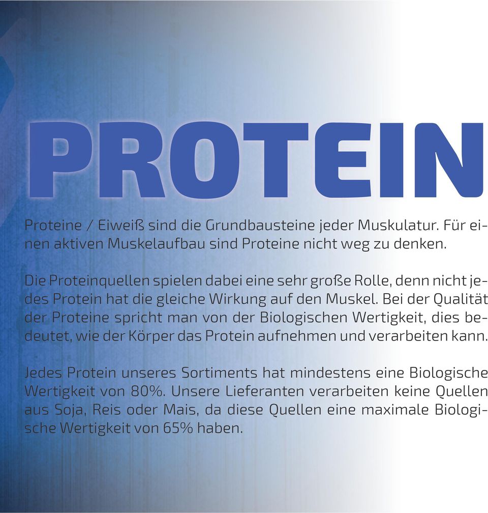 Bei der Qualität der Proteine spricht man von der Biologischen Wertigkeit, dies bedeutet, wie der Körper das Protein aufnehmen und verarbeiten kann.
