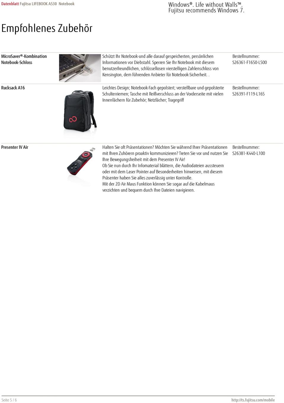 . Bestellnummer: S26361-F1650-L500 Rucksack A16 Leichtes Design; Notebook-Fach gepolstert; verstellbare und gepolsterte Schulterriemen; Tasche mit Reißverschluss an der Vorderseite mit vielen
