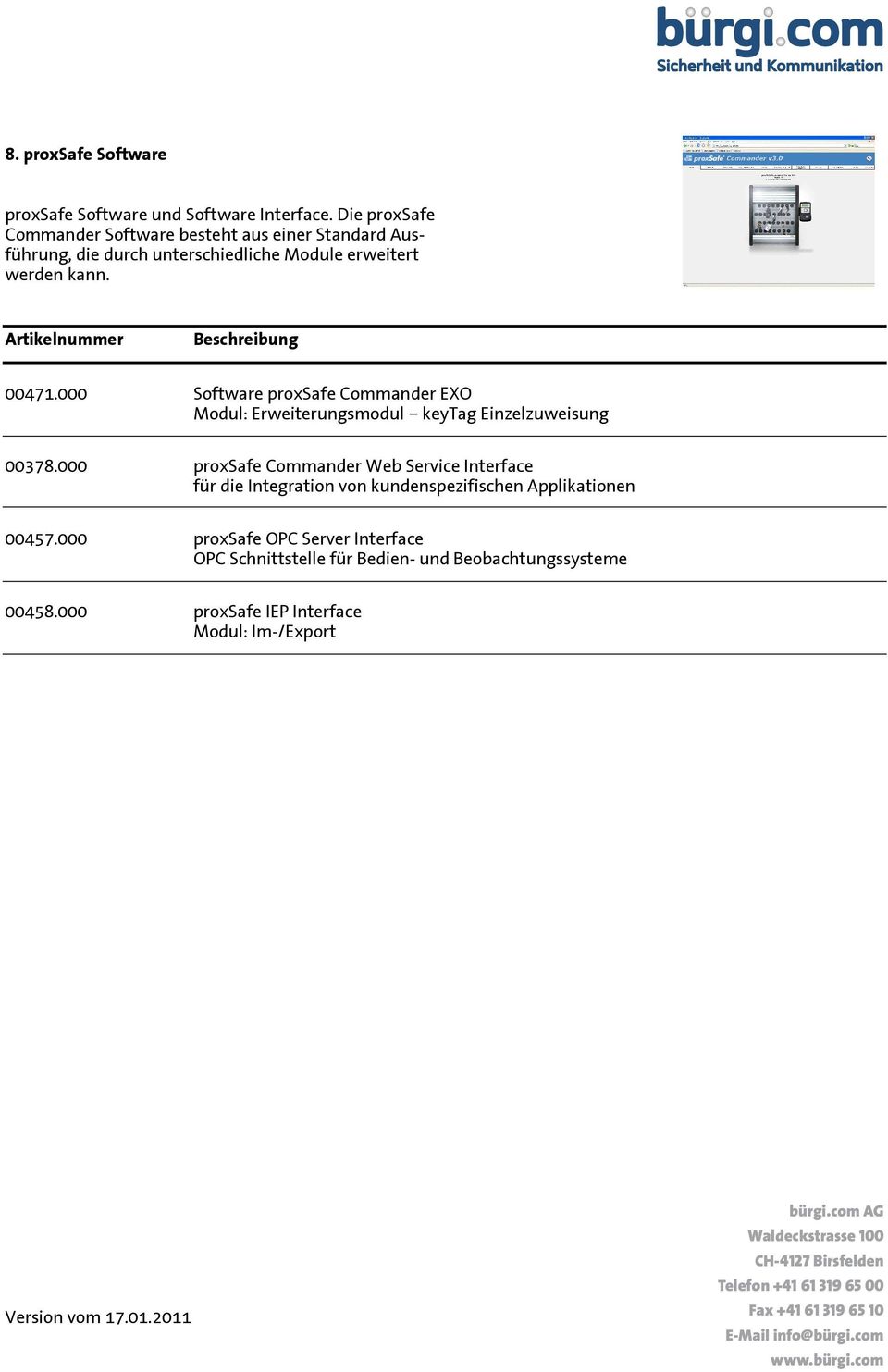 000 Software proxsafe Commander EXO Modul: Erweiterungsmodul keytag Einzelzuweisung 00378.