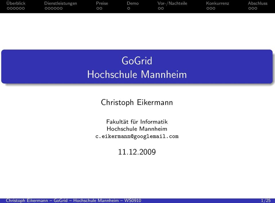 Christoph Eikermann Fakultät für Informatik
