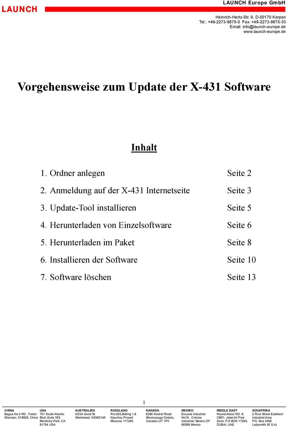 Update-Tool installieren Seite 5 4. Herunterladen von Einzelsoftware Seite 6 5.