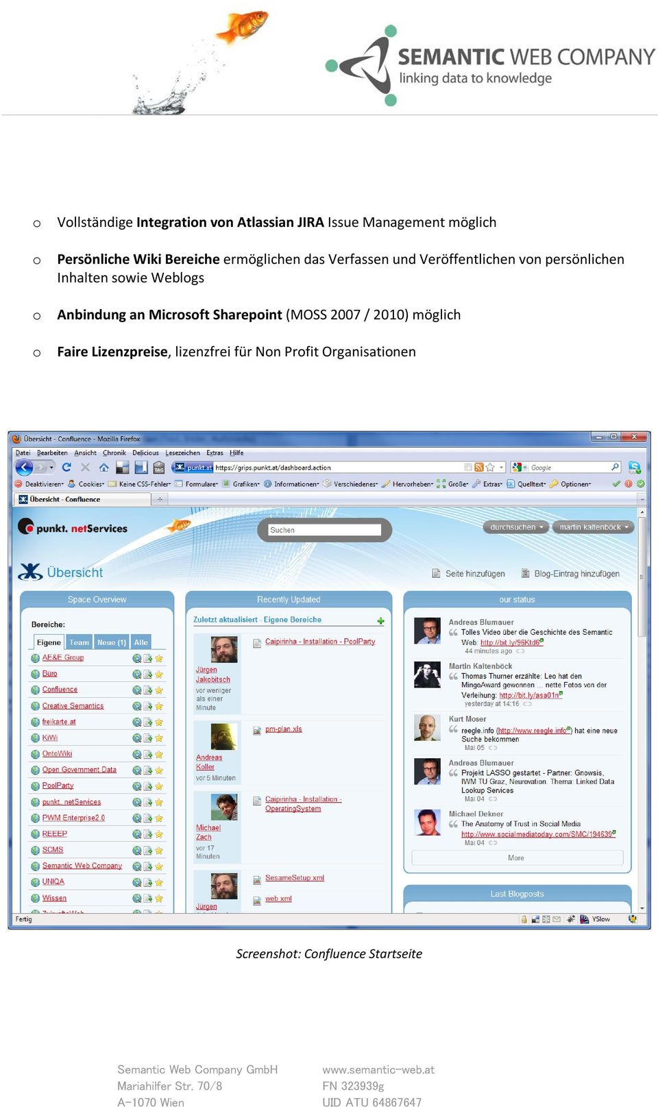 Inhalten swie Weblgs Anbindung an Micrsft Sharepint (MOSS 2007 / 2010) möglich