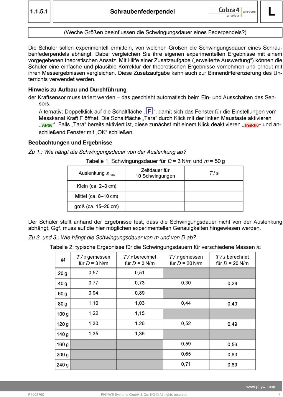 Mit Hilfe einer Zusatzaufgabe ( erweiterte Auswertung ) können die Schüler eine einfache und plausible Korrektur der theoretischen Ergebnisse vornehen und erneut it ihren Messergebnissen vergleichen.