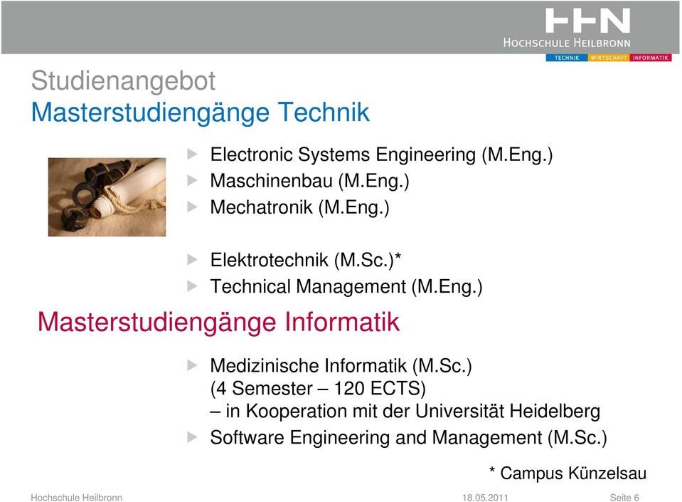 Sc.) (4 Semester 120 ECTS) in Kooperation mit der Universität Heidelberg Software Engineering