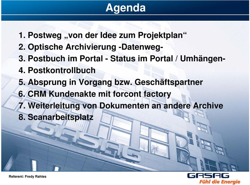 Postbuch im Portal - Status im Portal / Umhängen- 4. Postkontrollbuch 5.