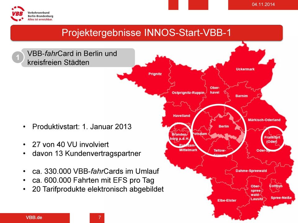 Januar 2013 27 von 40 VU involviert davon 13 Kundenvertragspartner ca.