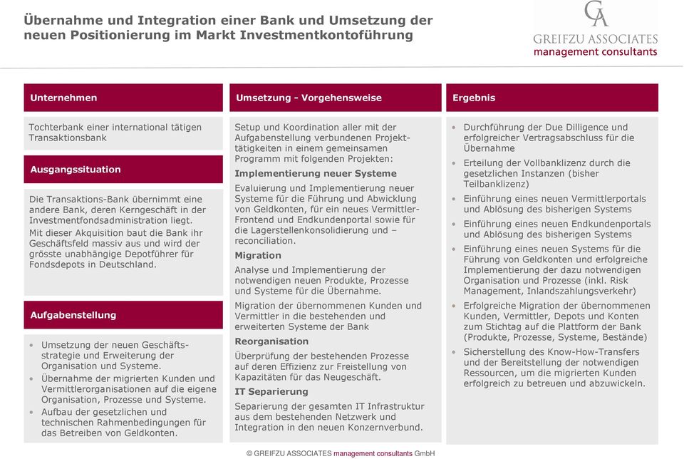 Mit dieser Akquisition baut die Bank ihr Geschäftsfeld massiv aus und wird der grösste unabhängige Depotführer für Fondsdepots in Deutschland.