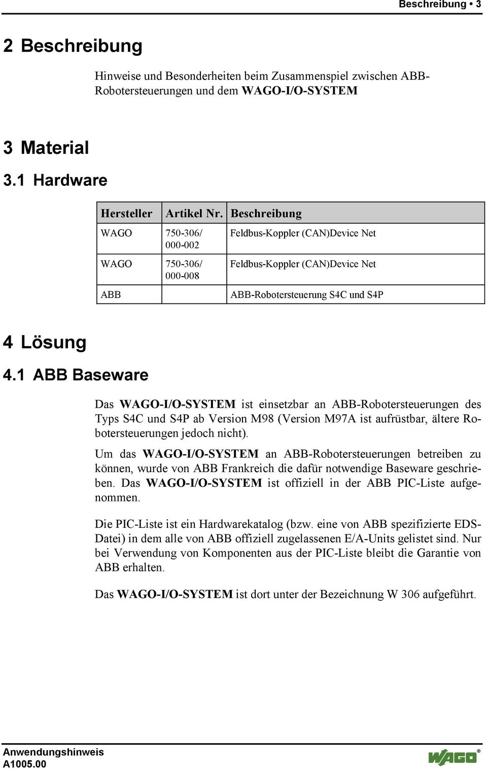Beschreibung Feldbus-Koppler (CAN)Device Net Feldbus-Koppler (CAN)Device Net ABB-Robotersteuerung S4C und S4P 4 Lösung 4.