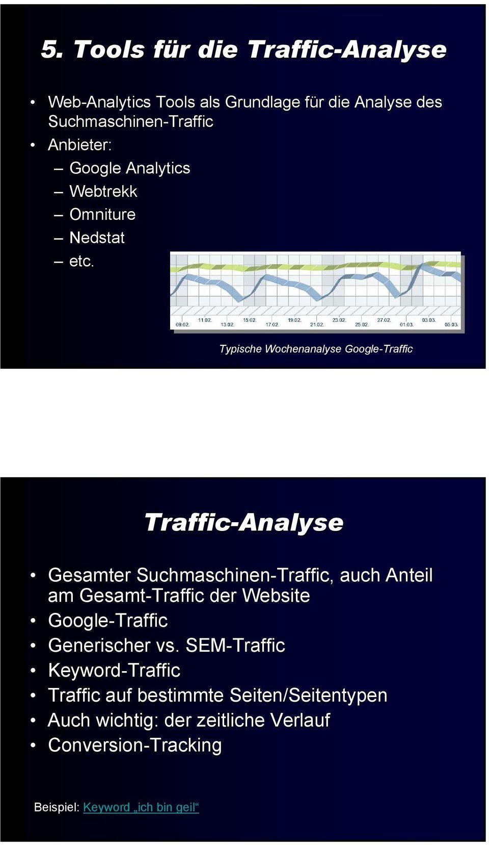 Typische Wochenanalyse Google-Traffic Traffic-Analyse Gesamter Suchmaschinen-Traffic Traffic,, auch Anteil am