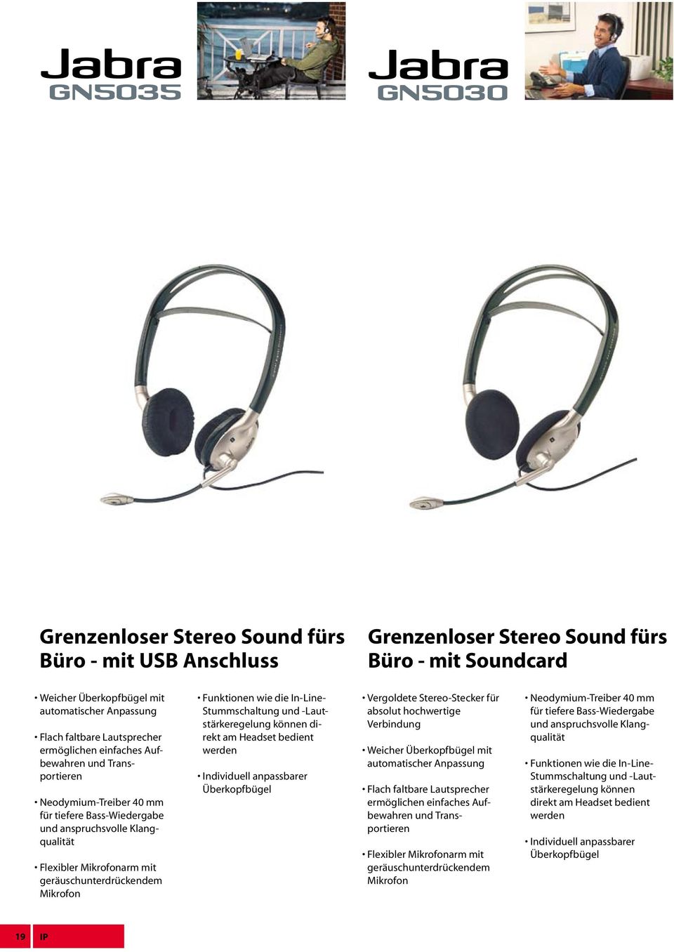 Funktionen wie die In-Line- Stummschaltung und -Lautstärkeregelung können direkt am Headset bedient werden Individuell anpassbarer Überkopfbügel Vergoldete Stereo-Stecker für absolut hochwertige
