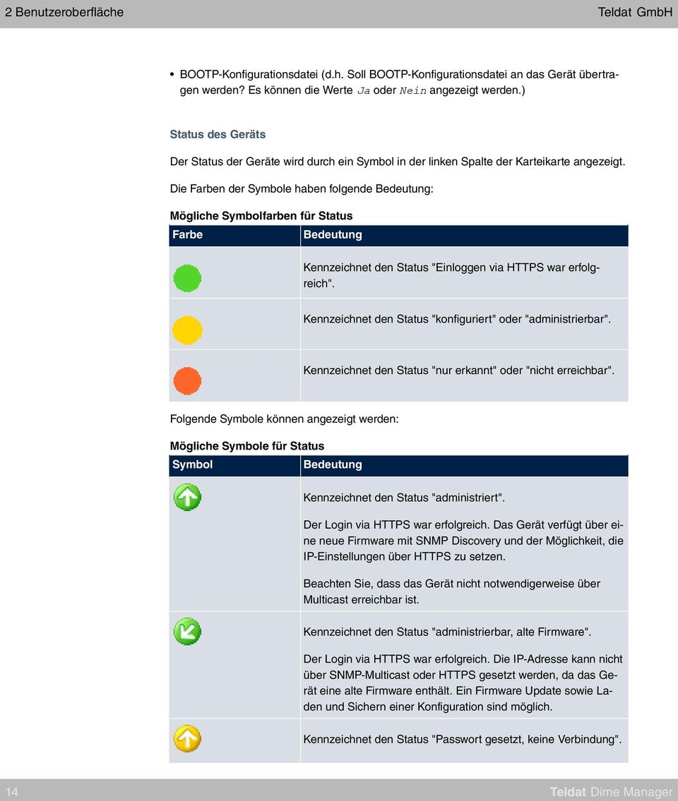 Die Farben der Symbole haben folgende Bedeutung: Mögliche Symbolfarben für Status Farbe Bedeutung Kennzeichnet den Status "Einloggen via HTTPS war erfolgreich".