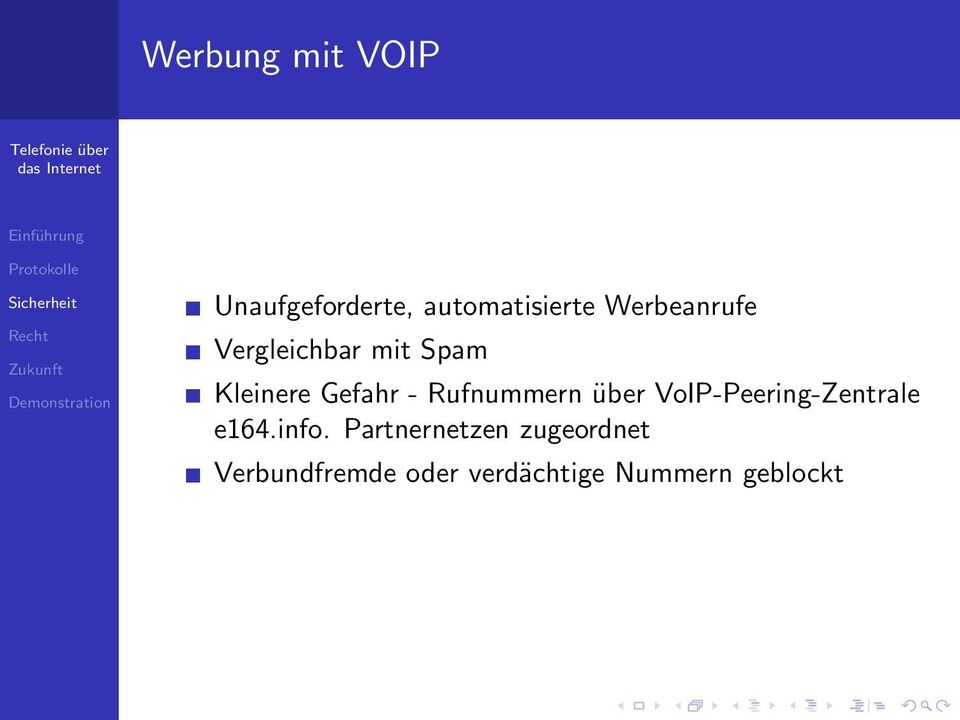 Rufnummern über VoIP-Peering-Zentrale e164.info.