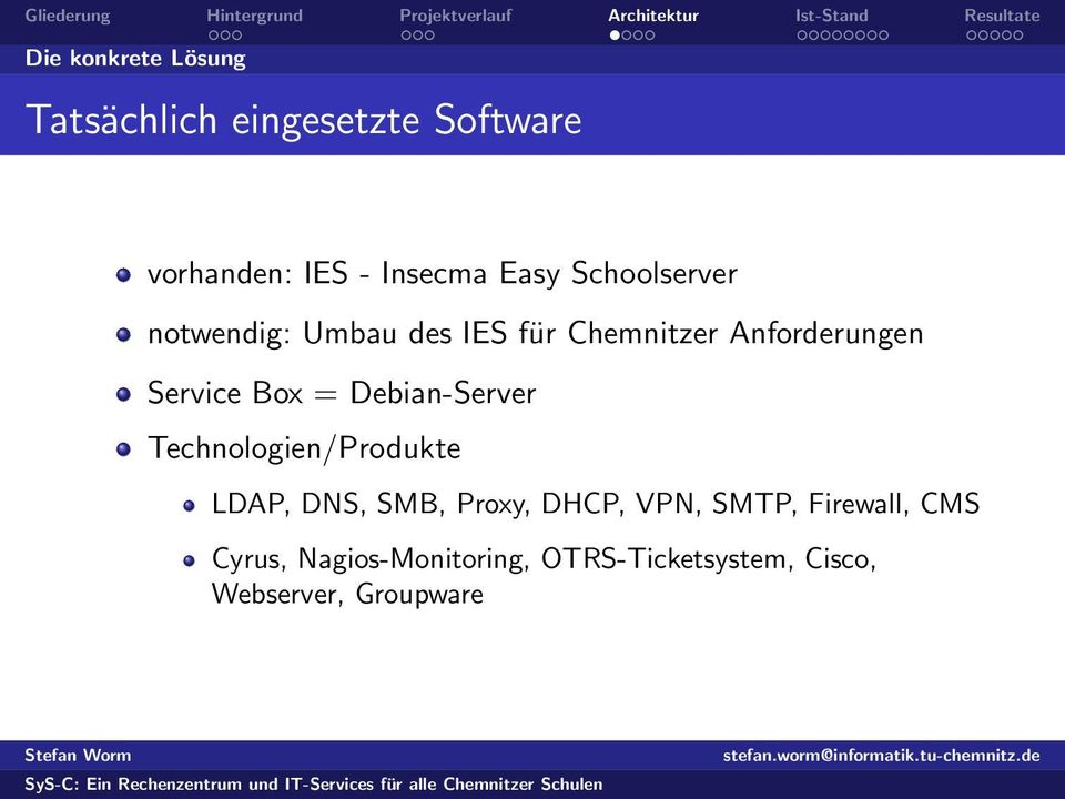 Box = Debian-Server Technologien/Produkte LDAP, DNS, SMB, Proxy, DHCP, VPN, SMTP,