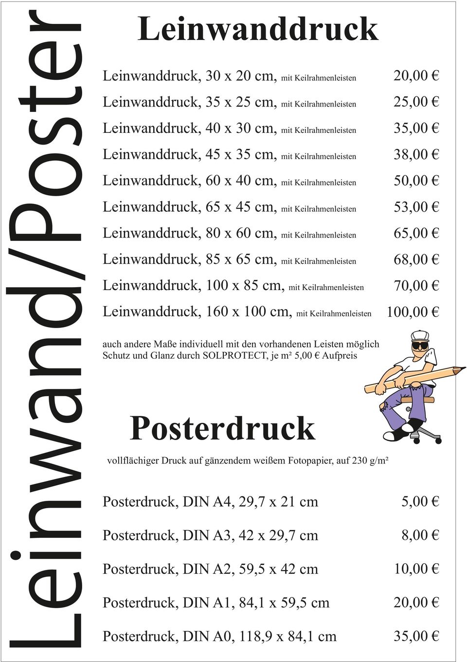 Posterdruck Plakatdruck Bilderdruck  200g/m² 1x DIN A4 