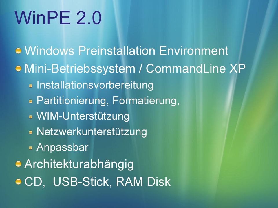 / CommandLine XP Installationsvorbereitung
