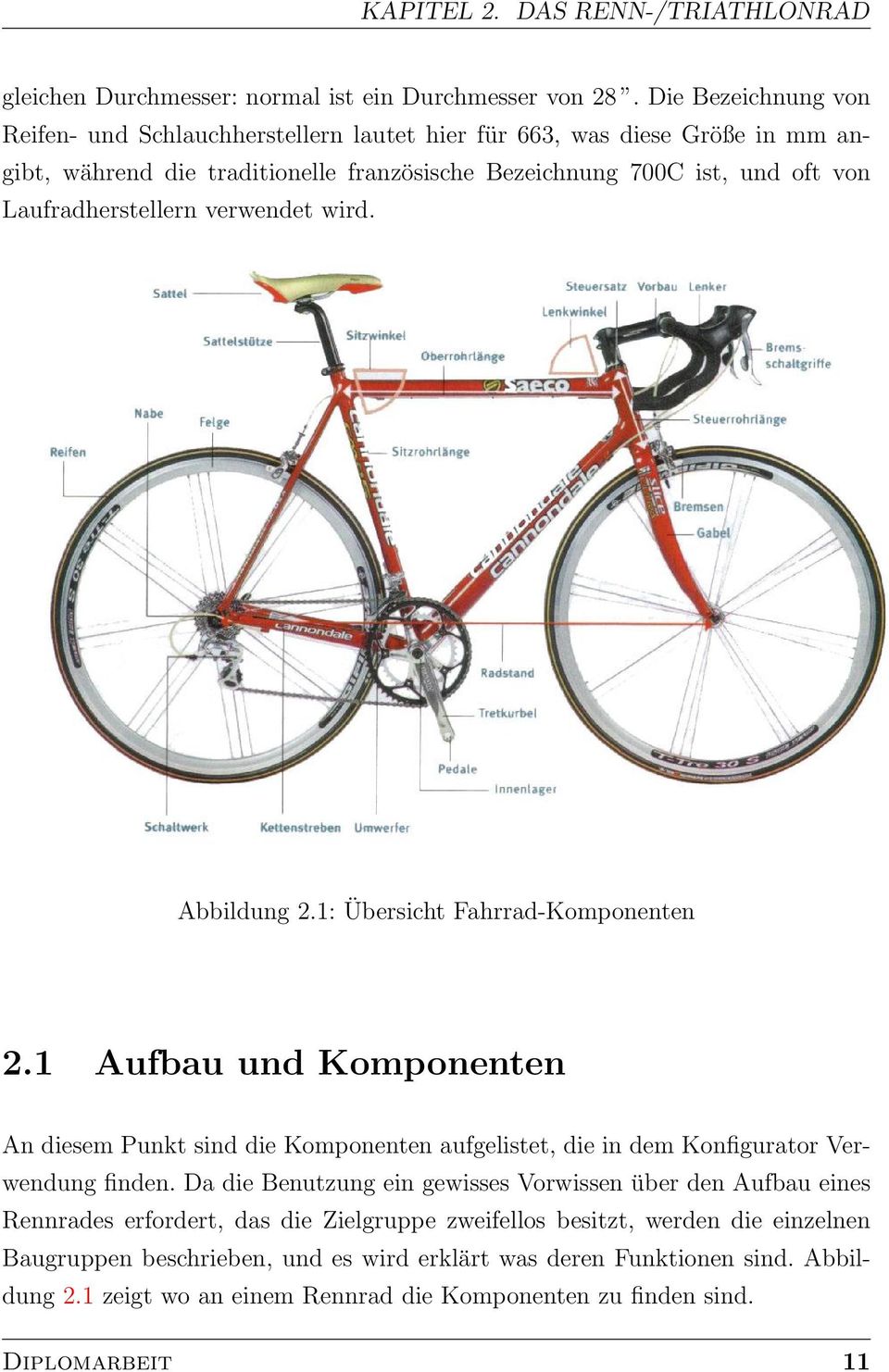 Laufradherstellern verwendet wird. Abbildung 2.1: Übersicht Fahrrad-Komponenten 2.