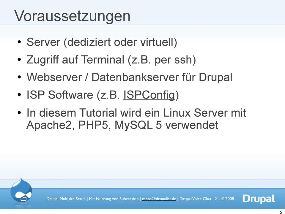 per ssh) Webserver / Datenbankserver für Drupal ISP