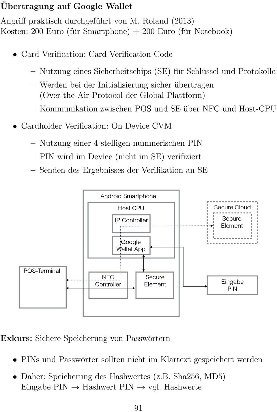 Initialisierung sicher übertragen (Over-the-Air-Protocol der Global Plattform) Kommunikation zwischen POS und SE über NFC und Host-CPU Cardholder Verification: On Device CVM Nutzung einer 4-stelligen