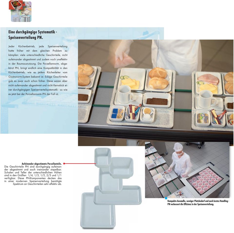 Raumausnutzung. Die Porzellannorm, abgekürzt PN, bringt endlich eine Kompatibilität in den Küchenbetrieb, wie es jedem Küchenleiter vom Gastronorm-System bekannt ist.