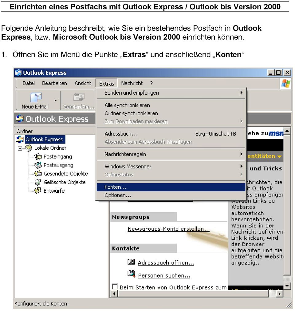 Microsoft Outlook bis Version 2000 einrichten