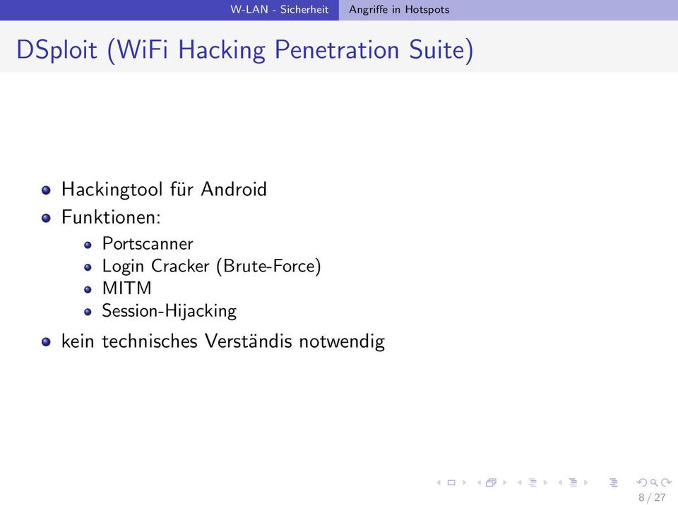 Funktionen: Portscanner Login Cracker (Brute-Force)